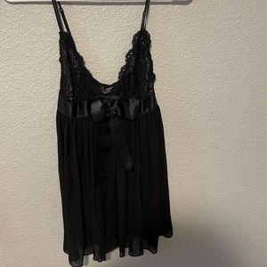 Black, silk and lace, with black silk bow